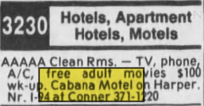 Cabana Motel - 1993 Ad For Apartment (newer photo)